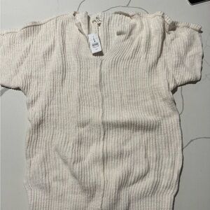 Women’s Lou & Grey Loft Cream Sweater Short Sleeve XS NWT